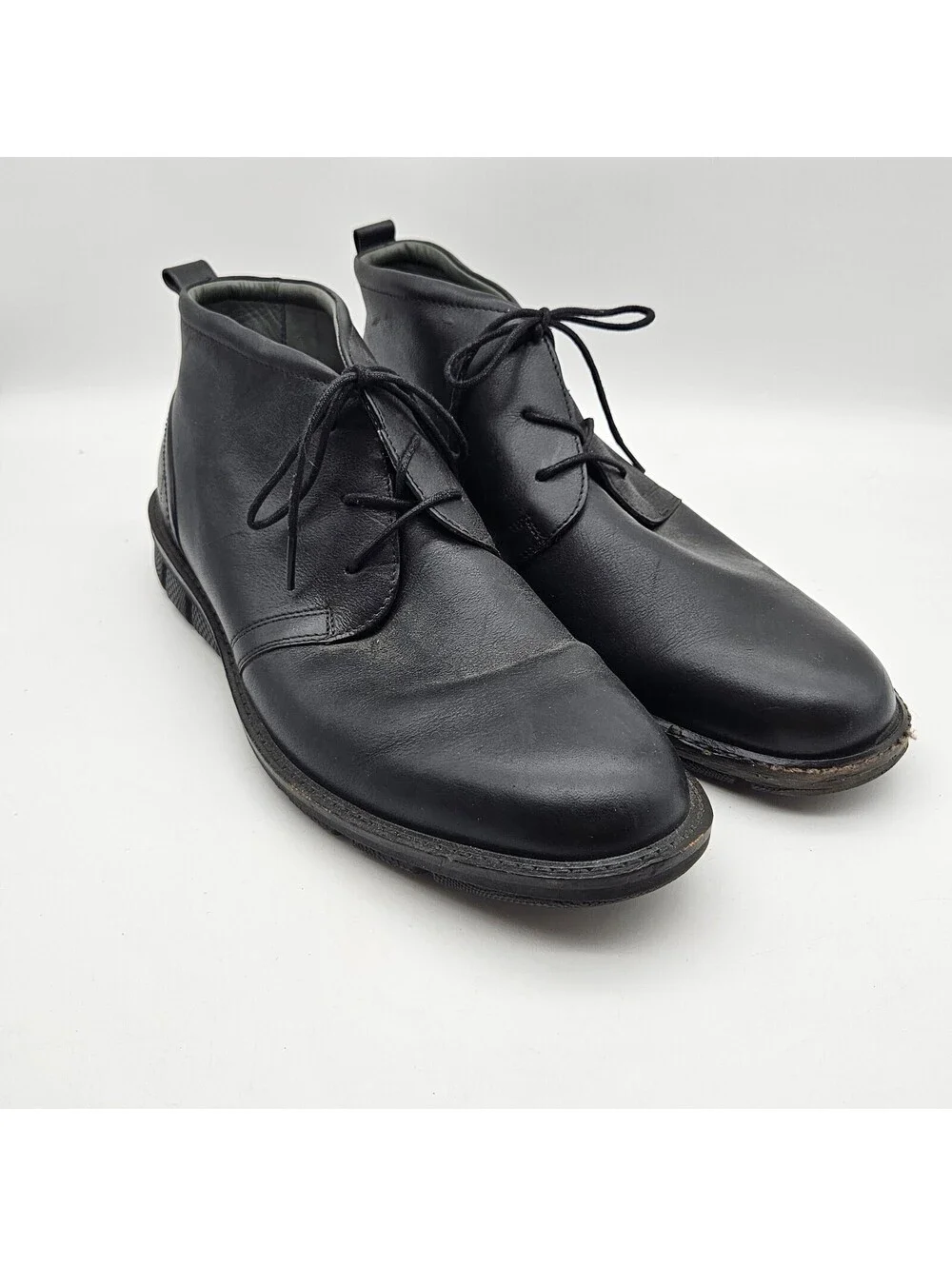 Ecco Danish Design Mens Size 43 London Plain Toe Chukka Boots Black US Size 10